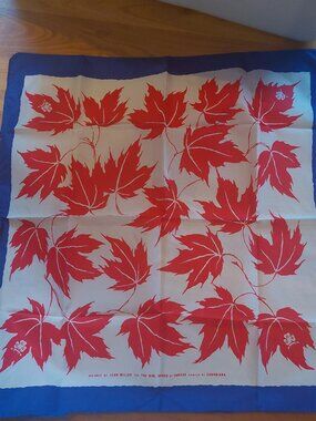 Vintage 1970s Girl Guide of Canada Uniform Scarf Jean Miller Maple Leaf Blue/Red